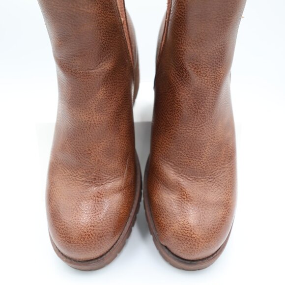 Mia Women’s Boots Ankle Jody Chelsea Booties Brown Block Heel, Size 9 - Picture 4 of 7